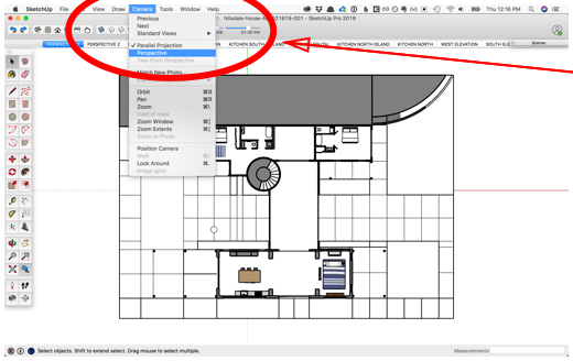 The finished plan view Scene showing the centered Section Cut
