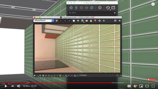 A test rendering of green tile with bump mapping applied