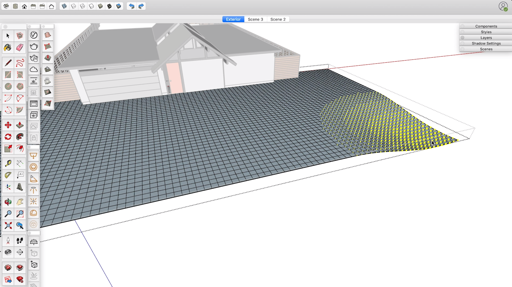 Modeling terrain around a house with the Sandbox tools