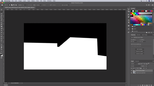 The black and white alpha mask Scene open in Photoshop
