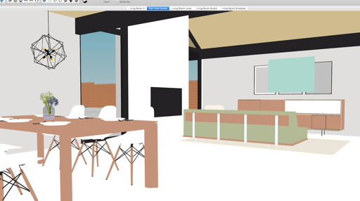 A Flat Color helper Scene of an interior model