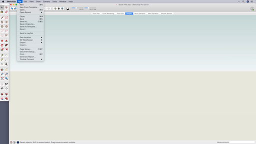 SketchUp with the model hidden, showing only the Sky and Ground horizon