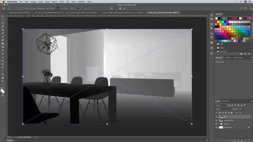The grayscale fog Scene placed in Photoshop as a depth map