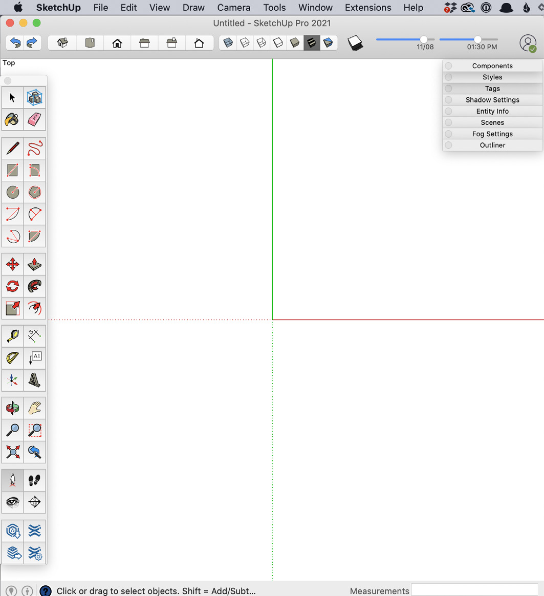 The SketchUp Pro user interface