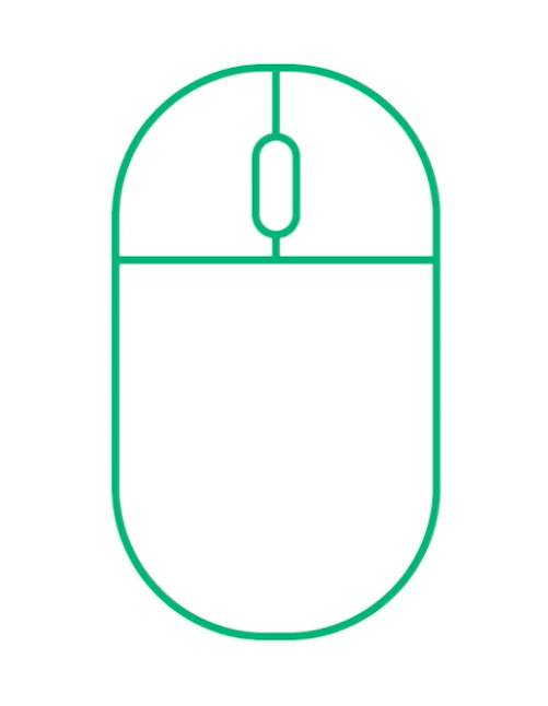 Alex holding a 3-button scroll wheel mouse