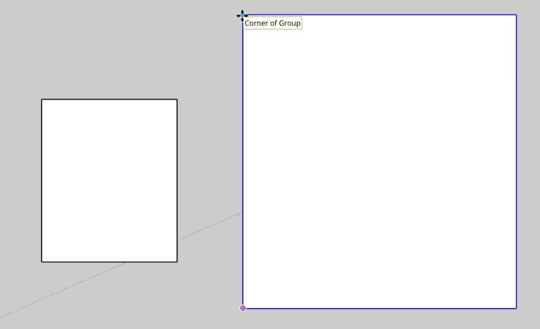 Starting a precise move by clicking on the corner of a Group