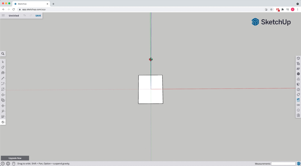 A simple SketchUp Free model being navigated with small incremental movements