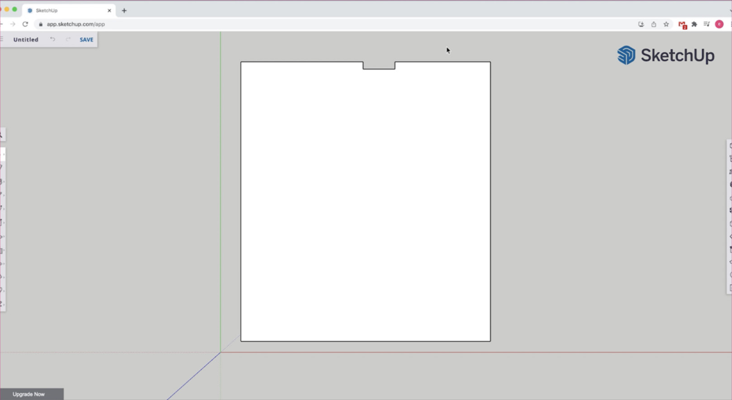 A floor outline drawn in SketchUp Free from a top-down view