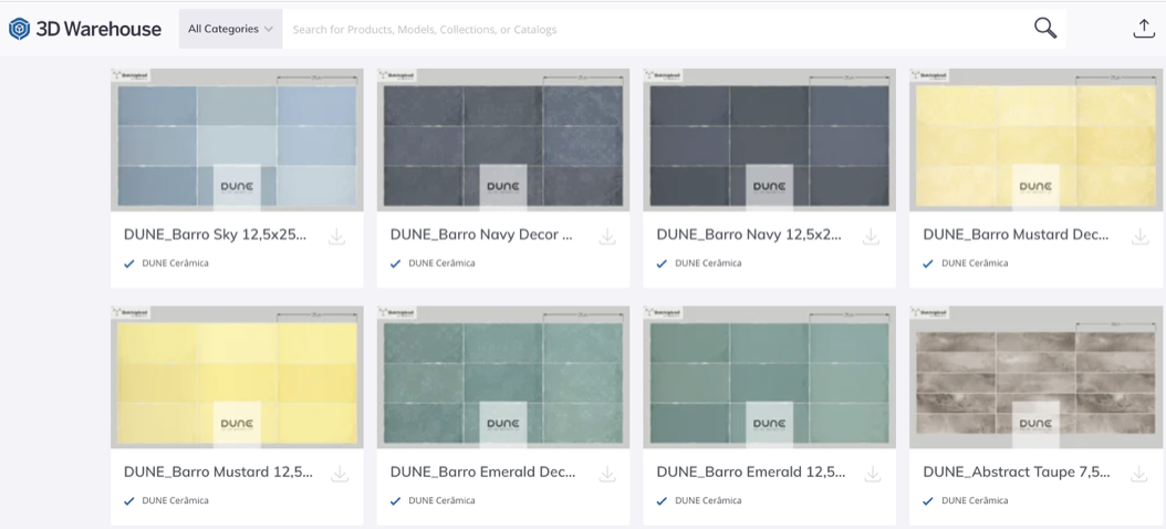 Seamlessly tileable tile textures from DUNE Ceramica on the 3D Warehouse