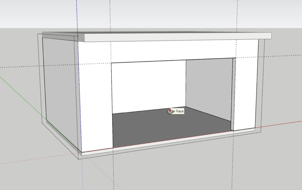 A wall Group in Edit Group mode with a door opening pushed through