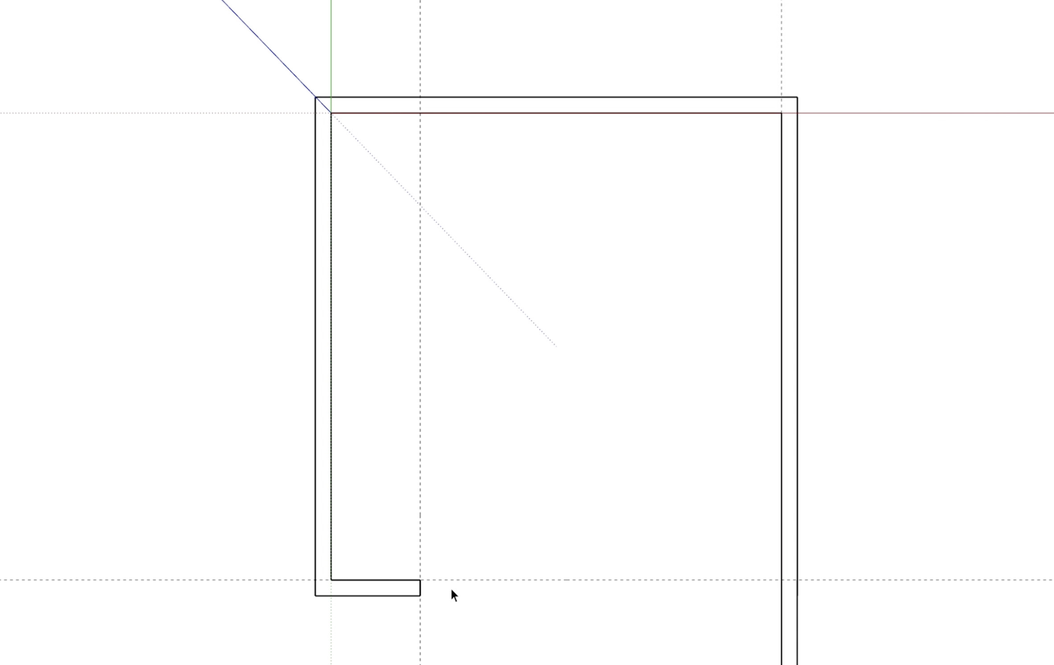 The room footprint with wall thickness drawn using the Offset tool