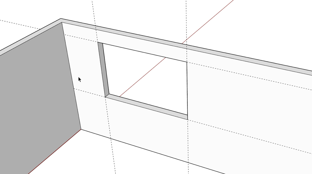 A window opening punched through a wall using guides