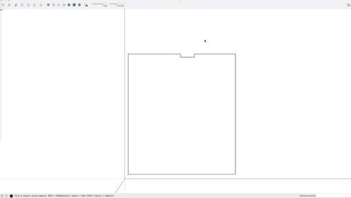 A simple floor outline drawn in SketchUp from a top-down view