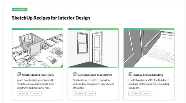 SketchUp Recipes for Interior Design — one of the courses in the Video Course Library