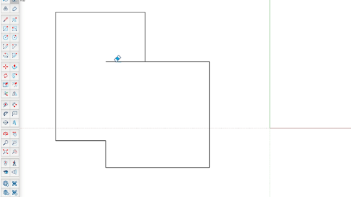 Two overlapping shapes in SketchUp with edges erased to create a new shape